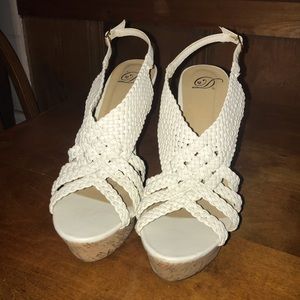 White braided wedges